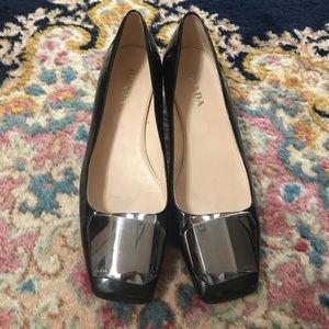 PRADA Black Patent Leather kitten heel shoe
